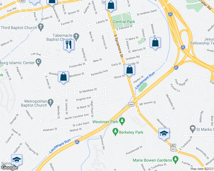 map of restaurants, bars, coffee shops, grocery stores, and more near 819 Diamond Street in Petersburg