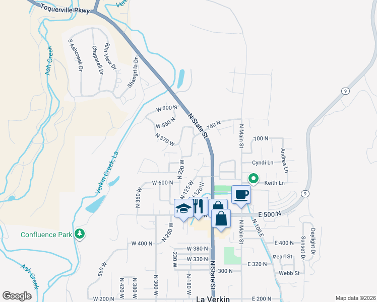 map of restaurants, bars, coffee shops, grocery stores, and more near 707 North 195 West in La Verkin