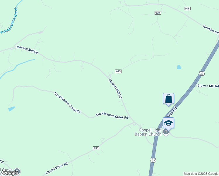 map of restaurants, bars, coffee shops, grocery stores, and more near 422 Masons Mill Road in Evington