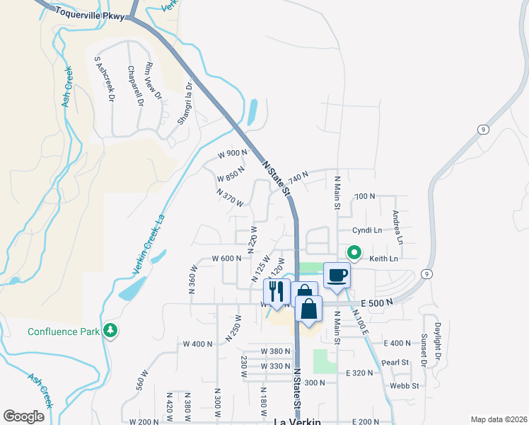 map of restaurants, bars, coffee shops, grocery stores, and more near 711 North 195 West in La Verkin