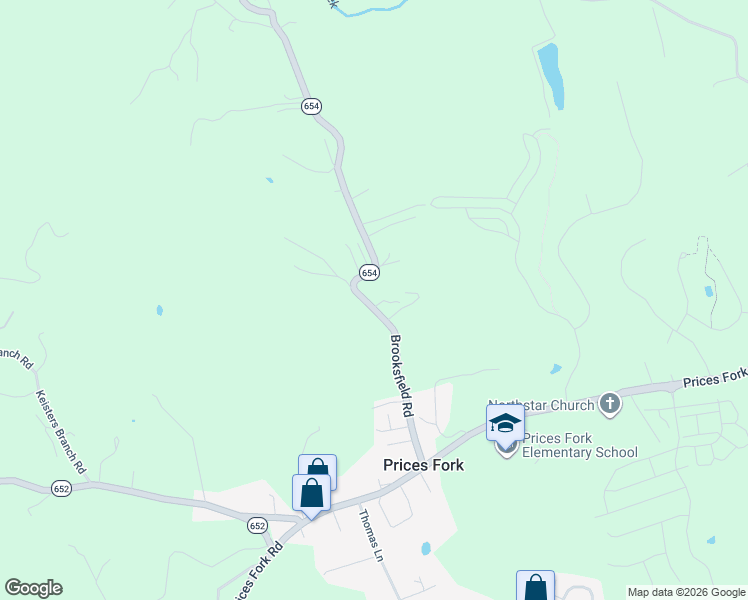 map of restaurants, bars, coffee shops, grocery stores, and more near 1819 Brooksfield Road in Blacksburg