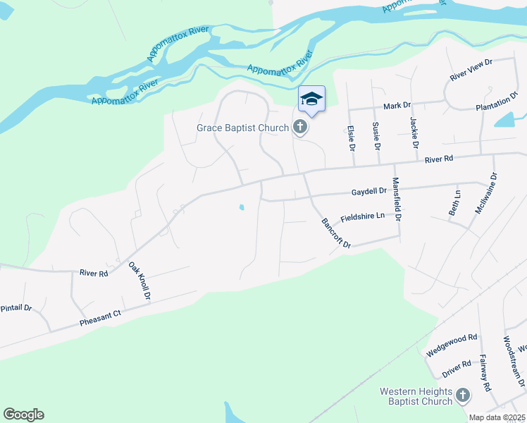 map of restaurants, bars, coffee shops, grocery stores, and more near 4103 Kenneth Drive in Petersburg