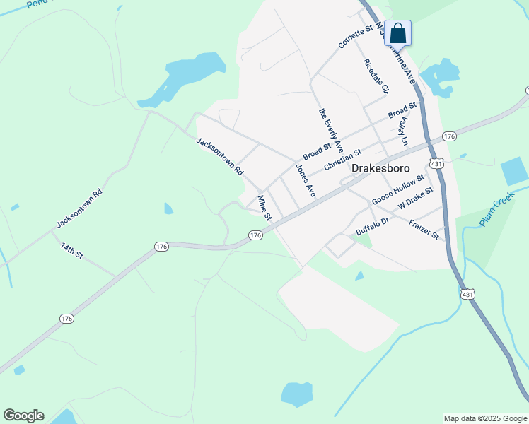 map of restaurants, bars, coffee shops, grocery stores, and more near 174 Mine Street in Drakesboro