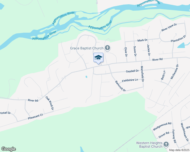 map of restaurants, bars, coffee shops, grocery stores, and more near 4101 Kenneth Drive in Petersburg
