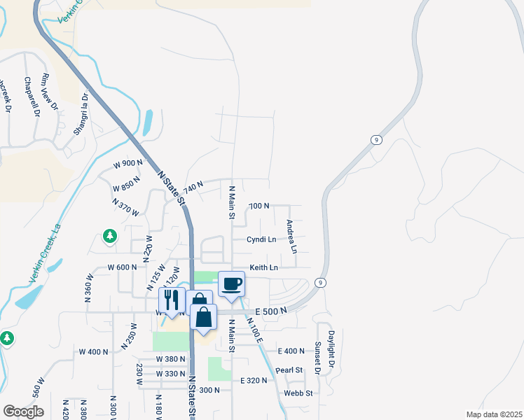 map of restaurants, bars, coffee shops, grocery stores, and more near 81 700 North in La Verkin