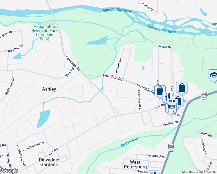 map of restaurants, bars, coffee shops, grocery stores, and more near 25329 Fulmar Circle in Petersburg