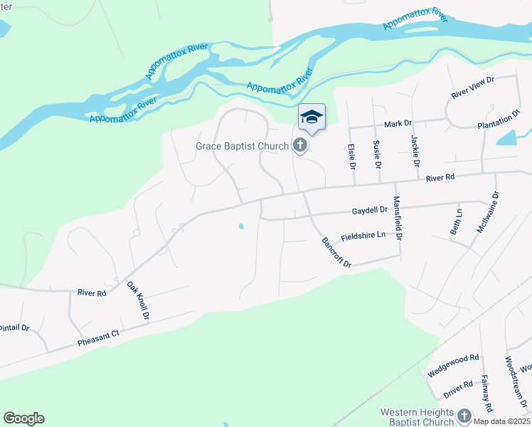 map of restaurants, bars, coffee shops, grocery stores, and more near 4099 Kenneth Drive in Petersburg