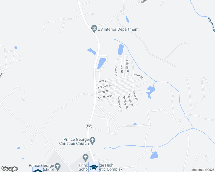 map of restaurants, bars, coffee shops, grocery stores, and more near 317 Kill Deer Street in Prince George
