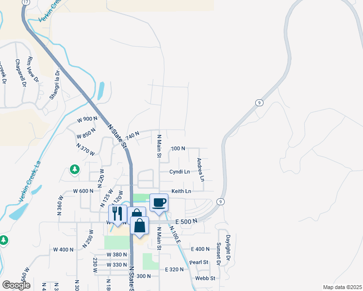 map of restaurants, bars, coffee shops, grocery stores, and more near 81 700 North in La Verkin