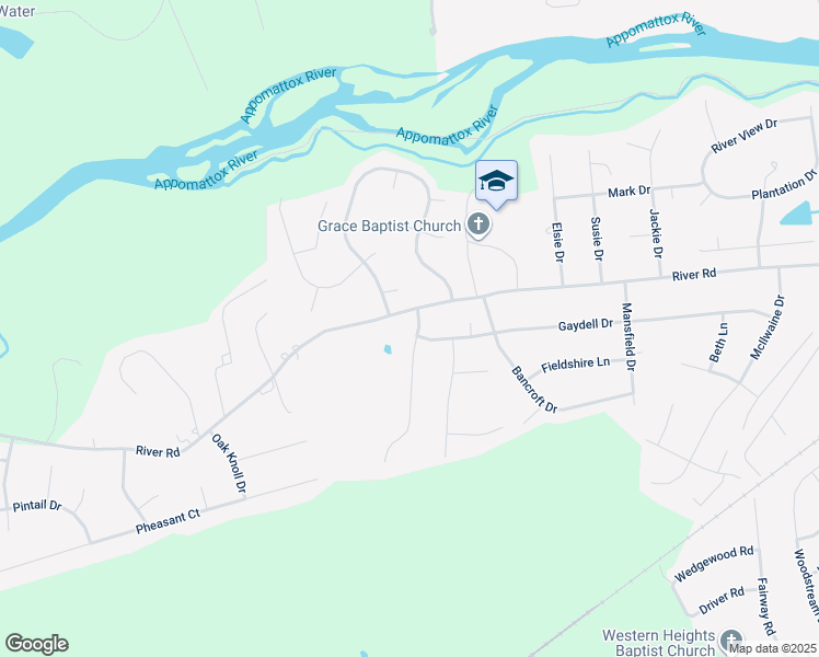 map of restaurants, bars, coffee shops, grocery stores, and more near 4098 Kenneth Drive in Petersburg