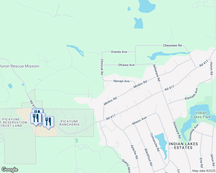 map of restaurants, bars, coffee shops, grocery stores, and more near 32157 Navajo Court in Coarsegold
