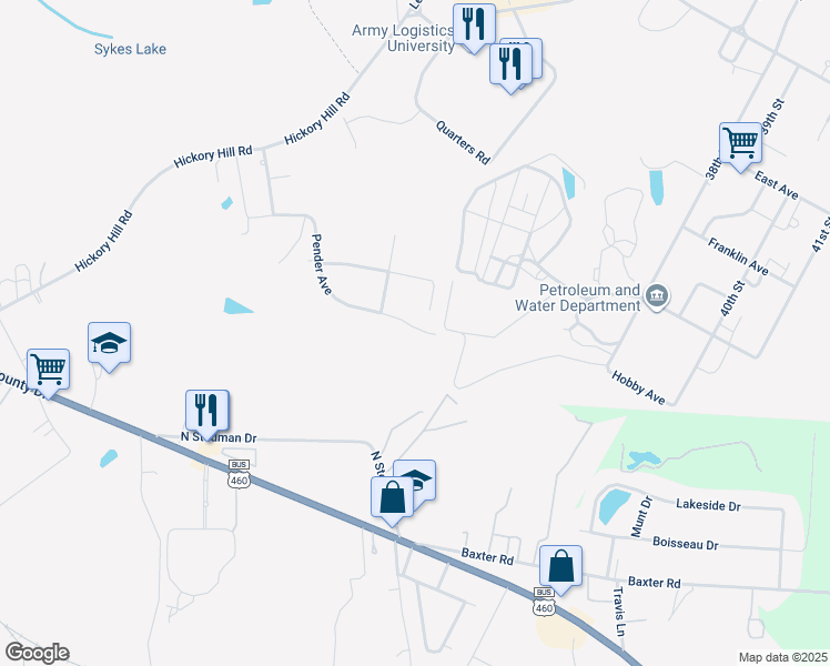 map of restaurants, bars, coffee shops, grocery stores, and more near 1914 Pender Avenue in Petersburg