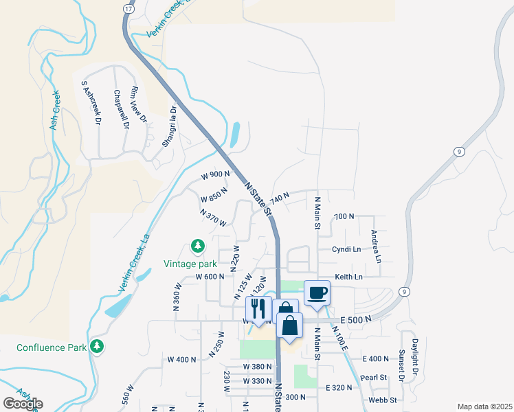 map of restaurants, bars, coffee shops, grocery stores, and more near 798 North 195 West in La Verkin