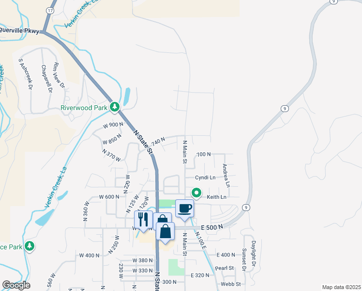 map of restaurants, bars, coffee shops, grocery stores, and more near in La Verkin