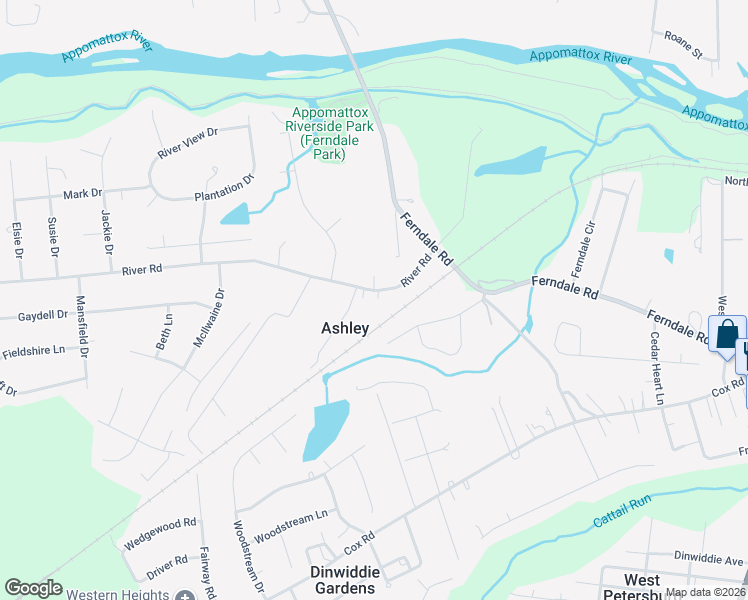 map of restaurants, bars, coffee shops, grocery stores, and more near 24911 River Road in Petersburg