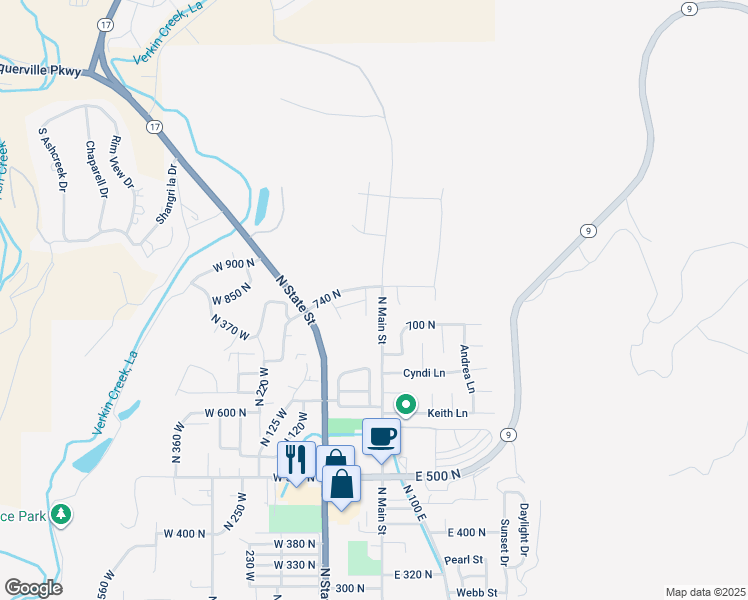 map of restaurants, bars, coffee shops, grocery stores, and more near 732 15 West in La Verkin