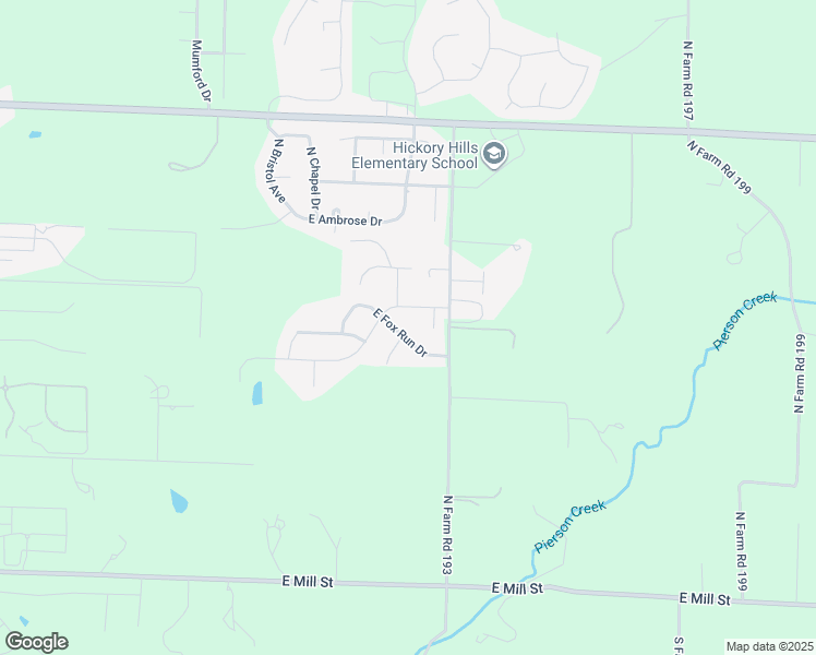 map of restaurants, bars, coffee shops, grocery stores, and more near 4570-4576 East Fox Run Drive in Springfield
