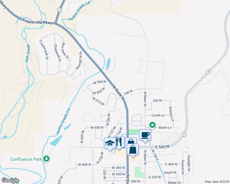 map of restaurants, bars, coffee shops, grocery stores, and more near 202 West 800 North in La Verkin