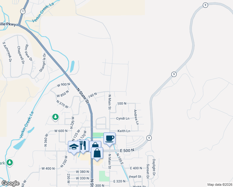 map of restaurants, bars, coffee shops, grocery stores, and more near North 60 East in La Verkin
