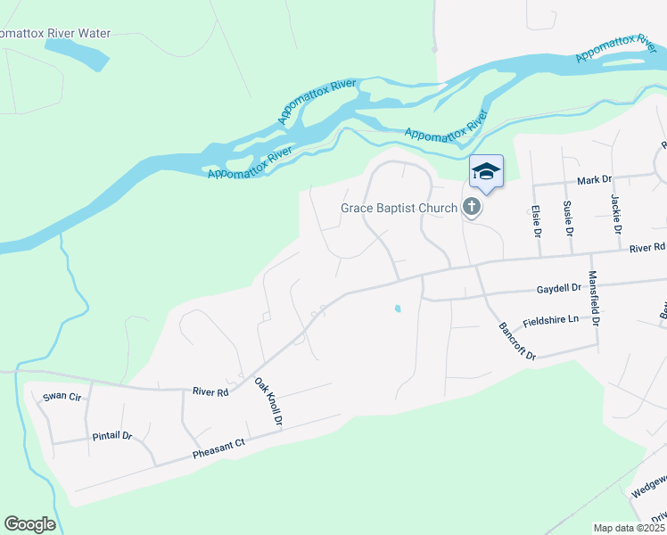 map of restaurants, bars, coffee shops, grocery stores, and more near 3902 Fawn Court in Petersburg