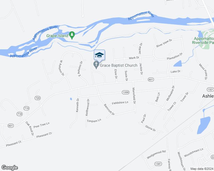 map of restaurants, bars, coffee shops, grocery stores, and more near 23919 River Road in Petersburg