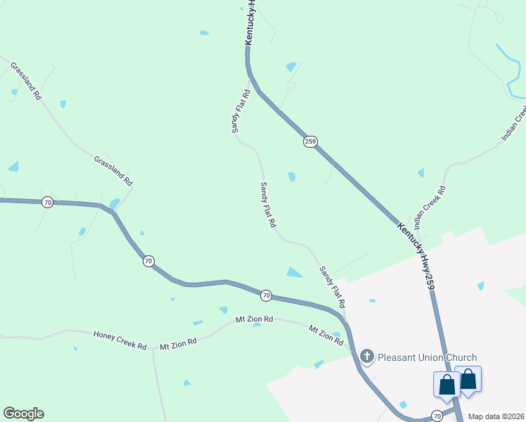 map of restaurants, bars, coffee shops, grocery stores, and more near 541 Sandy Flat Road in Brownsville