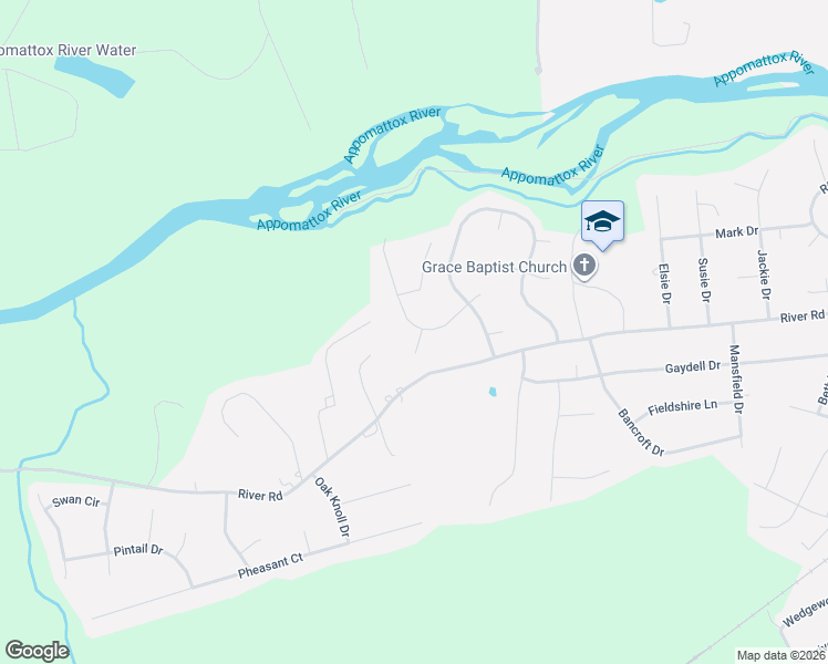 map of restaurants, bars, coffee shops, grocery stores, and more near 3616 Westbriar Lane in Petersburg