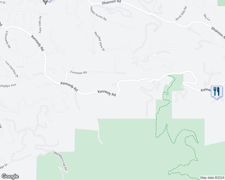 map of restaurants, bars, coffee shops, grocery stores, and more near 15681 Kennedy Road in Los Gatos