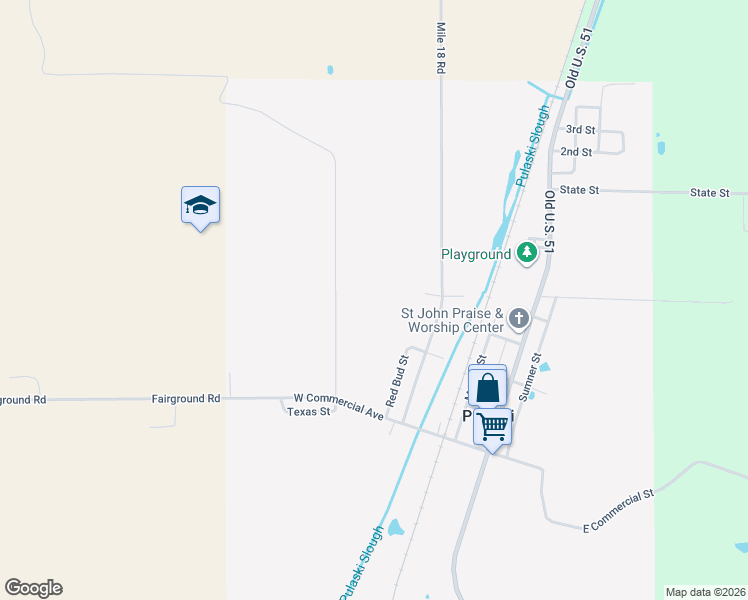 map of restaurants, bars, coffee shops, grocery stores, and more near in Pulaski