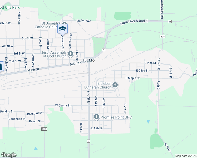 map of restaurants, bars, coffee shops, grocery stores, and more near 320 East Maple Street in Scott City