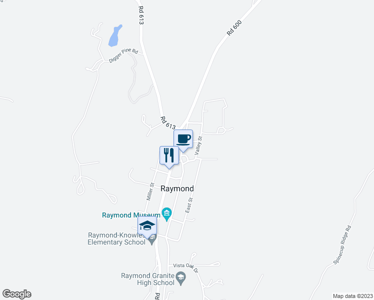 map of restaurants, bars, coffee shops, grocery stores, and more near 32281 Front Street in Raymond