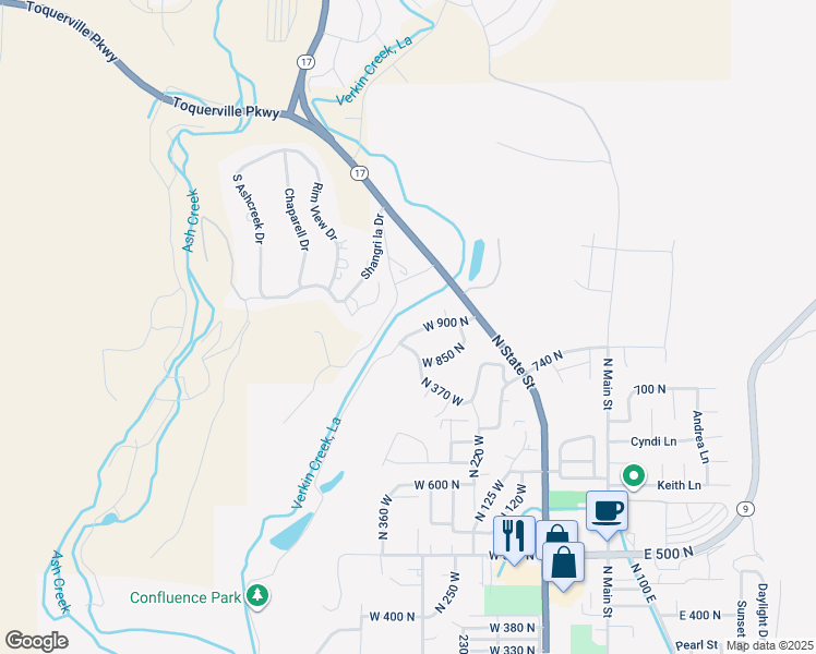 map of restaurants, bars, coffee shops, grocery stores, and more near 364 West 900 North in La Verkin