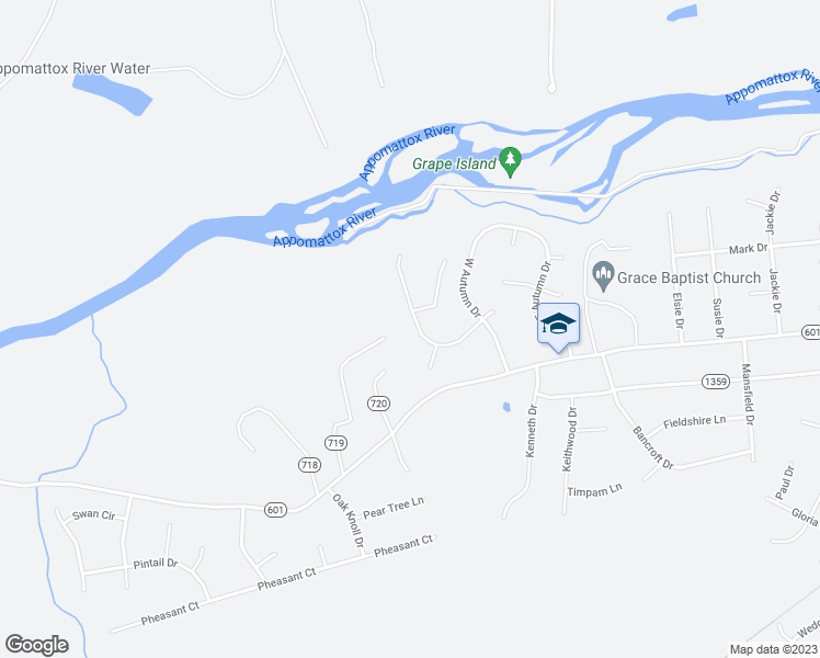 map of restaurants, bars, coffee shops, grocery stores, and more near 3616 Westbriar Lane in Petersburg