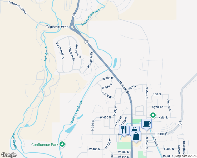 map of restaurants, bars, coffee shops, grocery stores, and more near 364 West 900 North in La Verkin