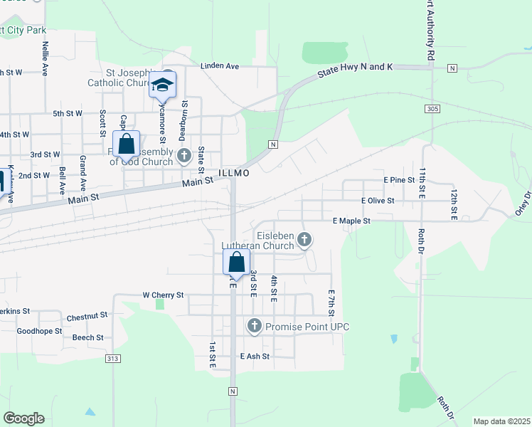 map of restaurants, bars, coffee shops, grocery stores, and more near 320 East Maple Street in Scott City
