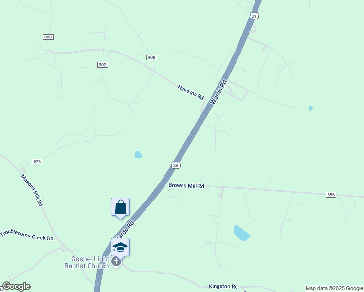 map of restaurants, bars, coffee shops, grocery stores, and more near 6320 Wards Road in Rustburg
