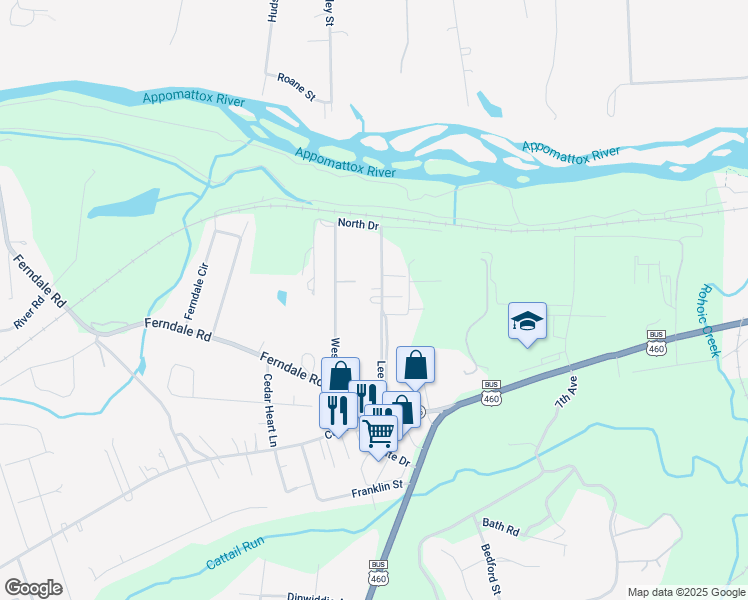 map of restaurants, bars, coffee shops, grocery stores, and more near 4000 State Route 1301 in Petersburg