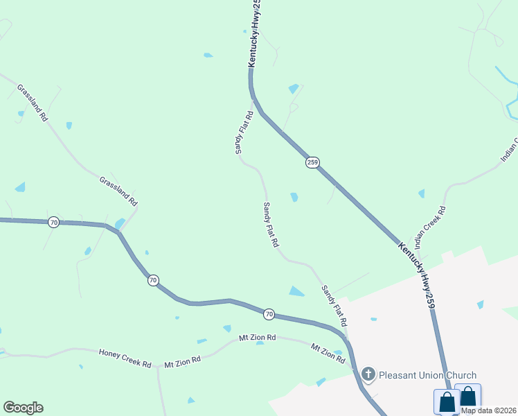 map of restaurants, bars, coffee shops, grocery stores, and more near 501 Sandy Flat Road in Brownsville