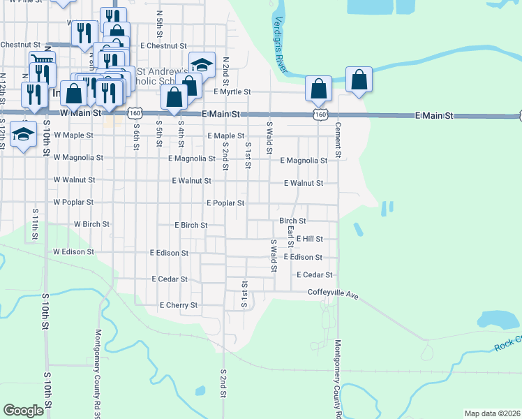 map of restaurants, bars, coffee shops, grocery stores, and more near 780-798 E Birch St in Independence