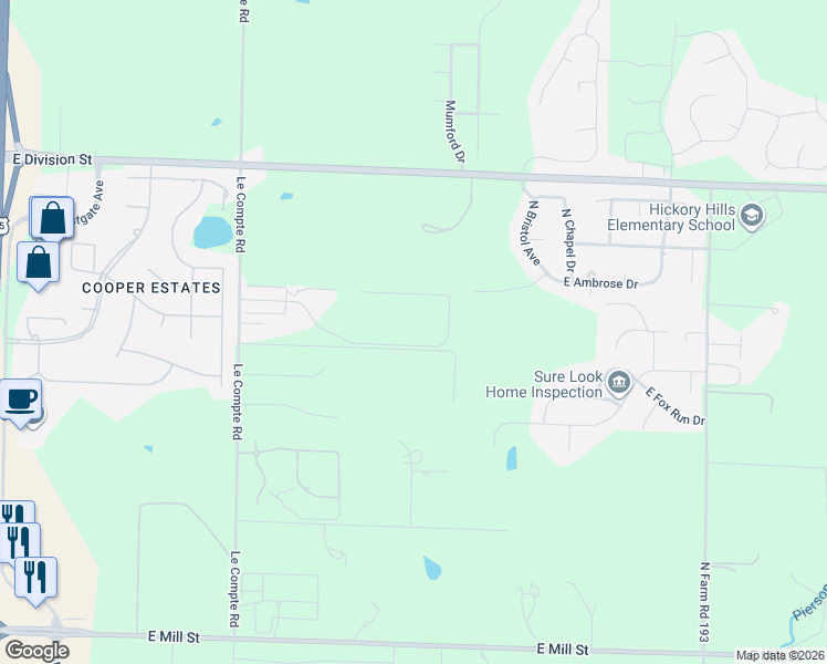map of restaurants, bars, coffee shops, grocery stores, and more near 3801-3999 East Apple Hill Lane in Springfield