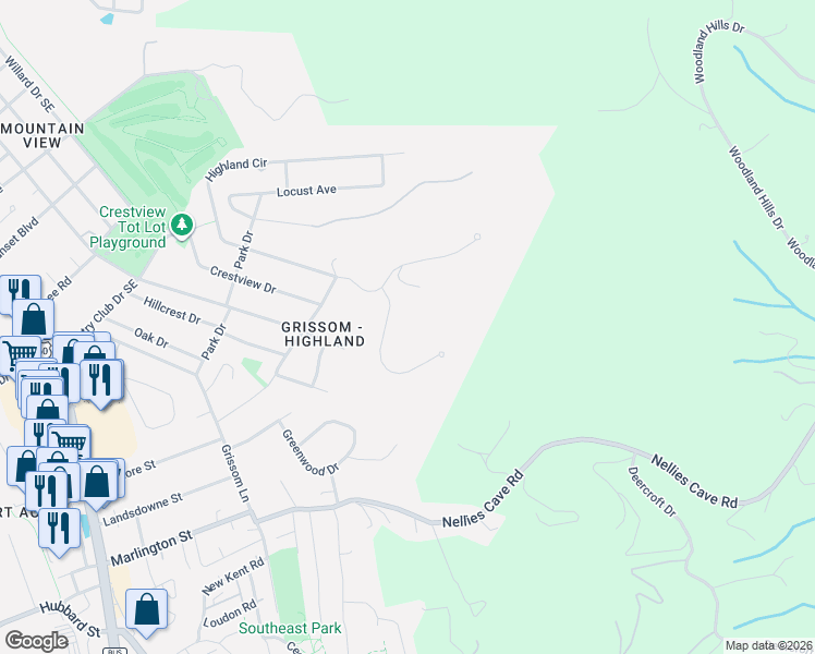 map of restaurants, bars, coffee shops, grocery stores, and more near 701 Somerset Pl in Blacksburg