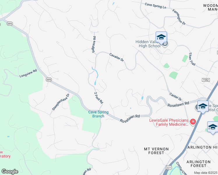 map of restaurants, bars, coffee shops, grocery stores, and more near 6025 Roycroft Drive in Roanoke