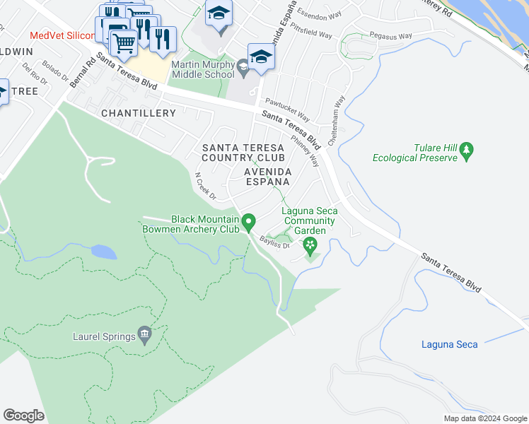 map of restaurants, bars, coffee shops, grocery stores, and more near 317 Keeler Court in San Jose