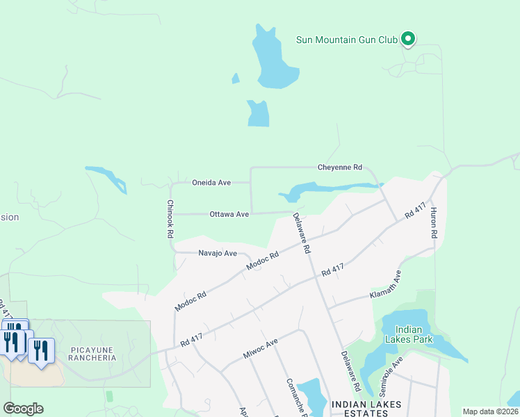 map of restaurants, bars, coffee shops, grocery stores, and more near 32370 Chickasaw Road in Coarsegold