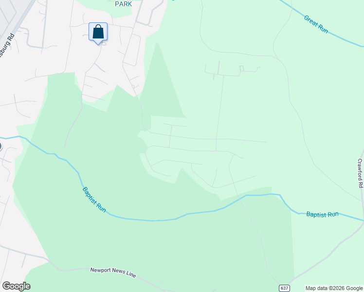 map of restaurants, bars, coffee shops, grocery stores, and more near 1400 Baptist Road in Yorktown