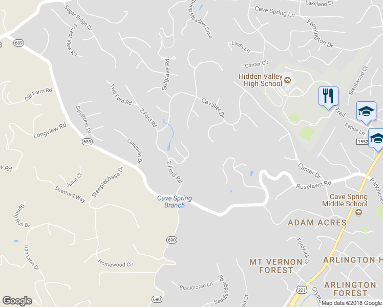 map of restaurants, bars, coffee shops, grocery stores, and more near 6025 Roycroft Drive in Roanoke
