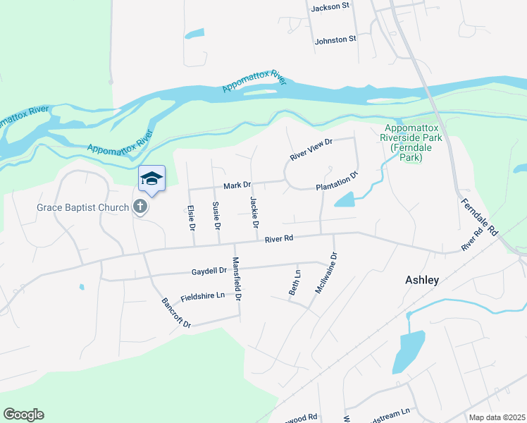 map of restaurants, bars, coffee shops, grocery stores, and more near 3819 Jackie Drive in Petersburg
