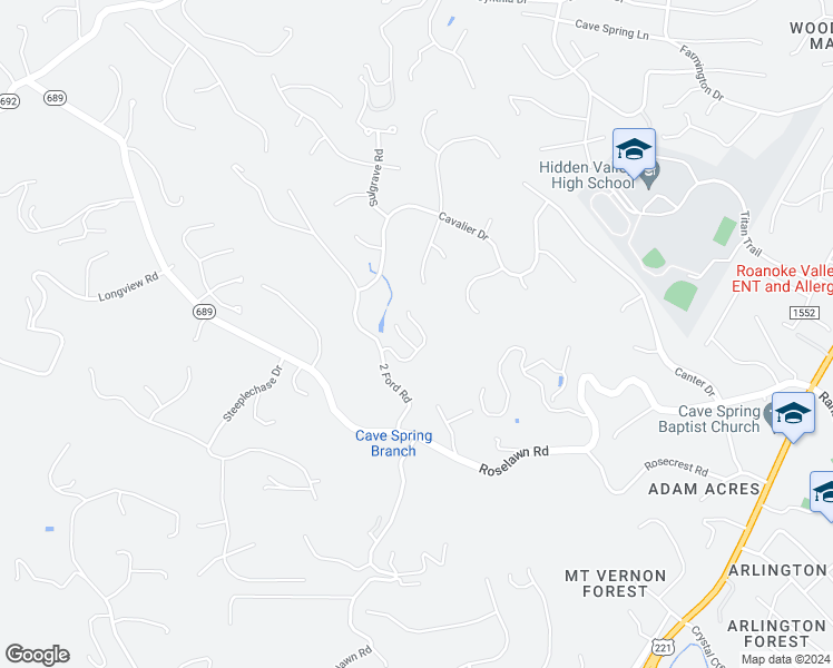 map of restaurants, bars, coffee shops, grocery stores, and more near 6046 Roycroft Drive in Roanoke