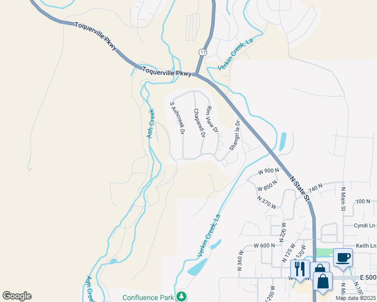 map of restaurants, bars, coffee shops, grocery stores, and more near 1751 S Ashcreek Dr in Toquerville