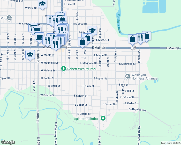 map of restaurants, bars, coffee shops, grocery stores, and more near 401 South Park Boulevard in Independence